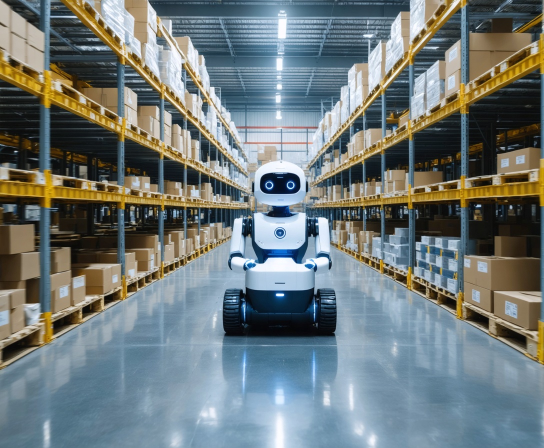 Automated warehouse with robots